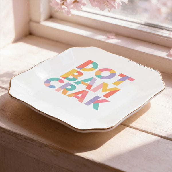 Scalloped Ceramic Mahjong Dice Tray - Dot Bam Crak