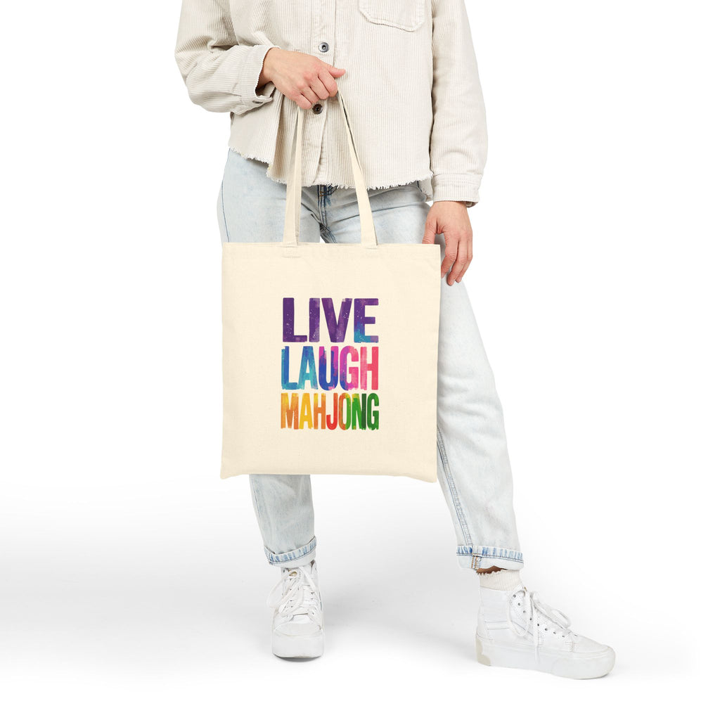 Cotton Canvas Tote Bag - LIVE LAUGH MAHJONG