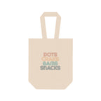 Double Wine Tote Bag — Retro 'Dots Craks Bams Snacks' Wine Carrier