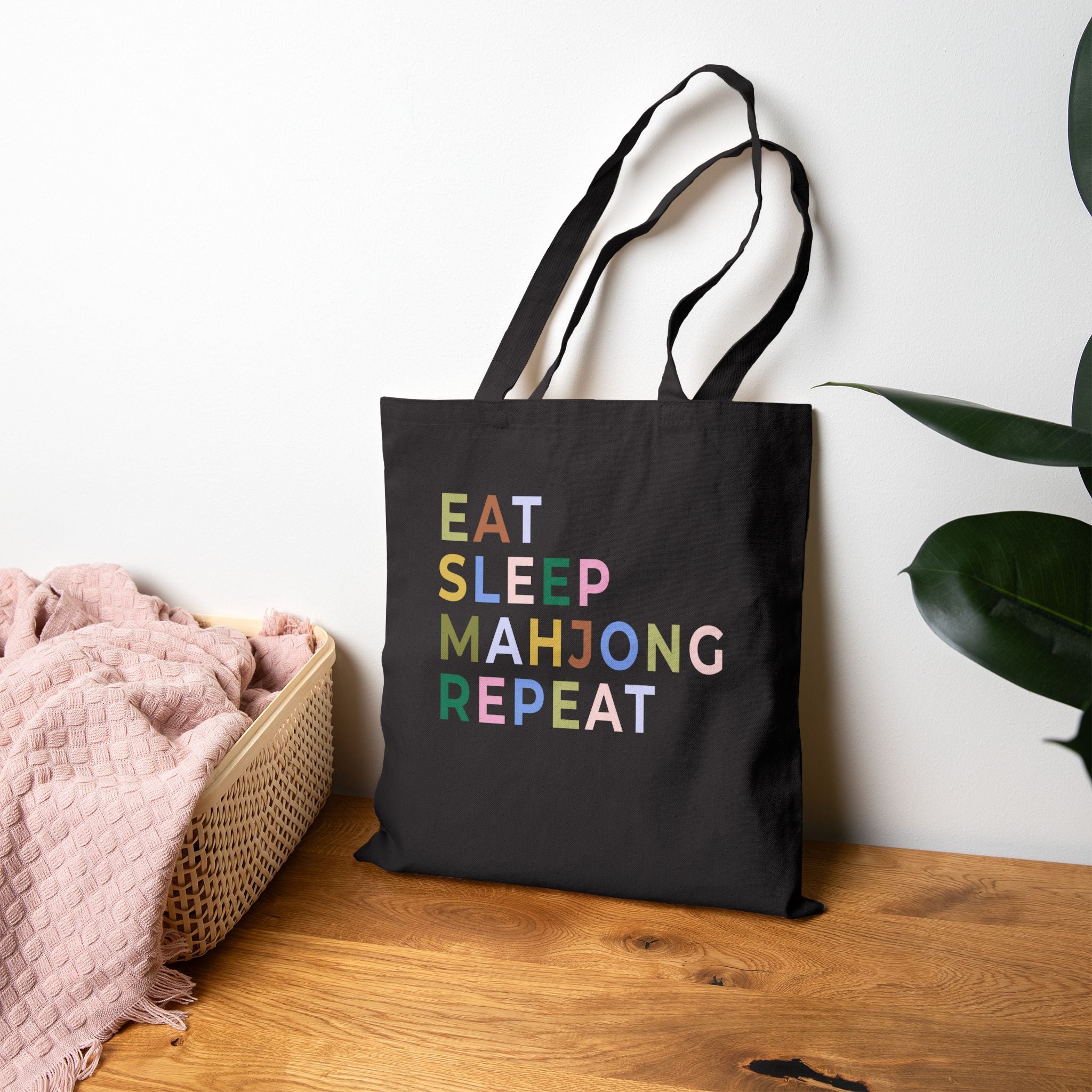 Cotton Tote Back - Eat Sleep Mahjong Repeat