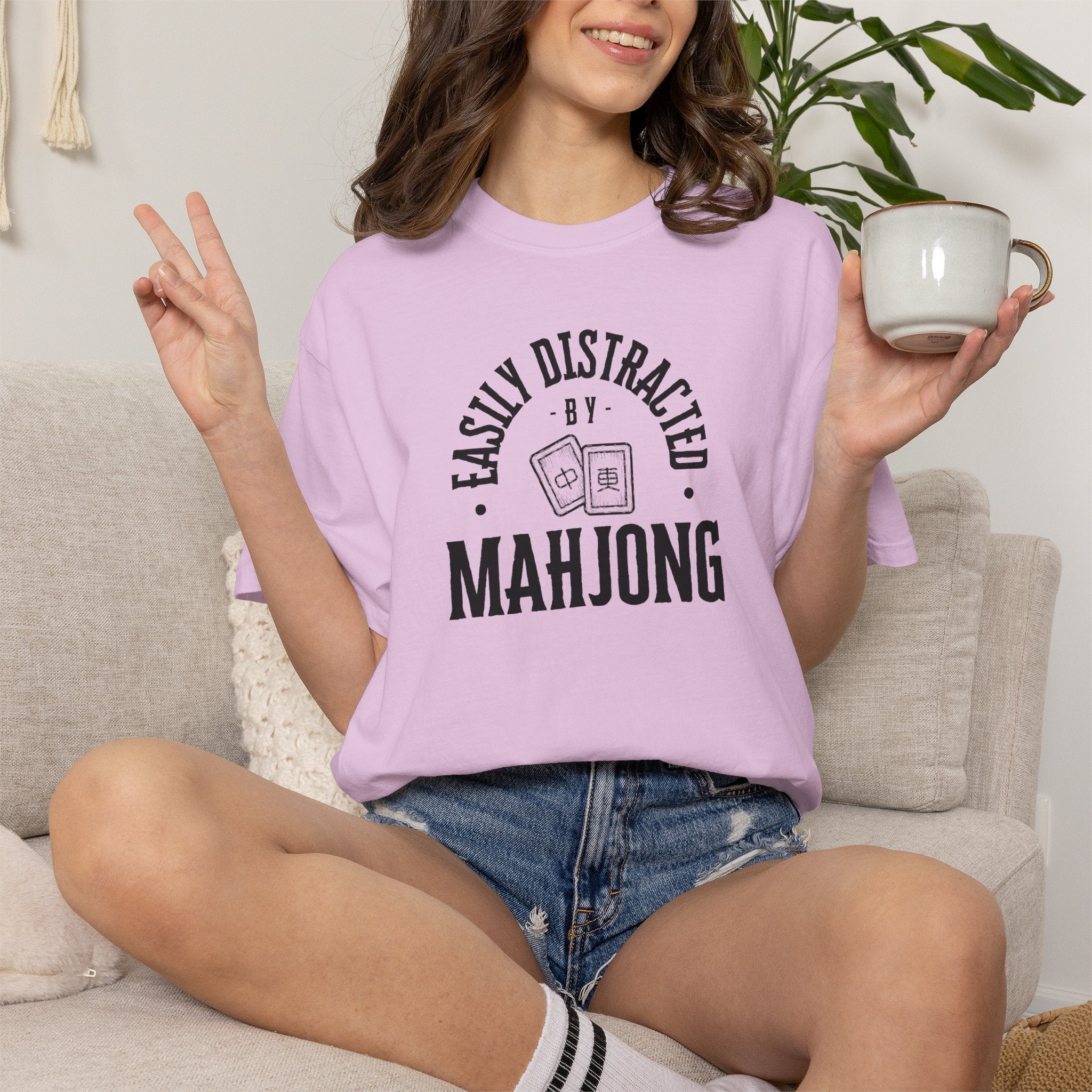 T-Shirt - Easily Distracted by Mahjong (Comfort Colors - Unisex)