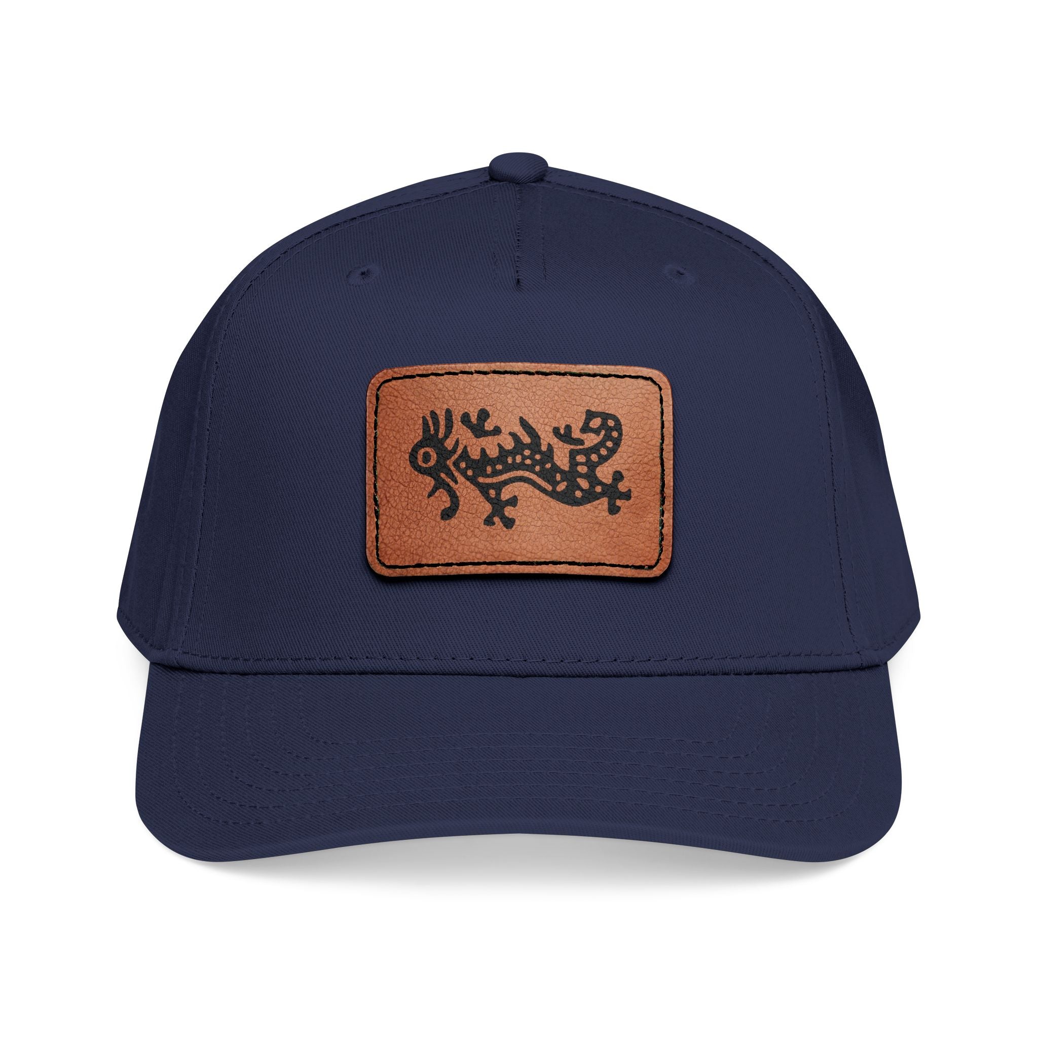 Hat - Leather Patch Baseball Cap with Sideways Mahjong Dragon Tile Secondary image
