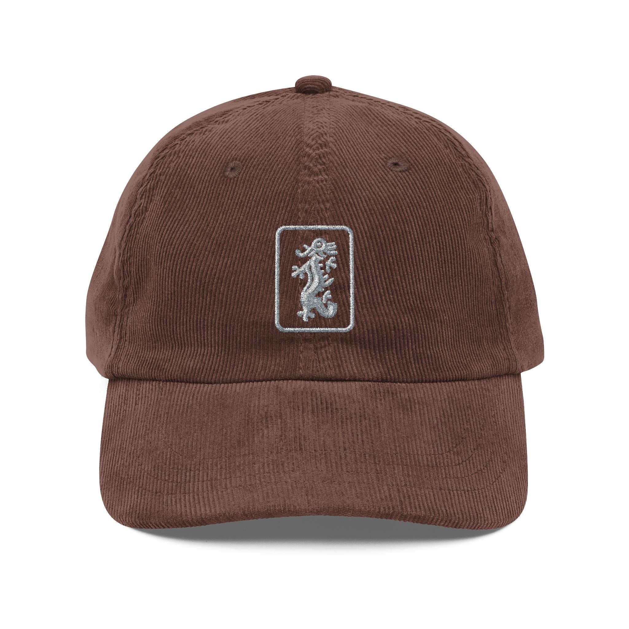 Hat - Embroidered Mahjong Dragon Tile on Corduroy Baseball Hat Main image