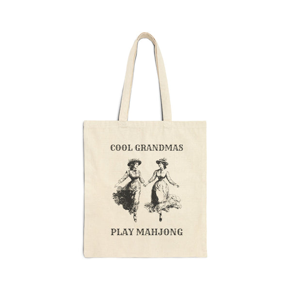 Cotton Canvas Tote Bag - Cool Grandmas Play Mahjong