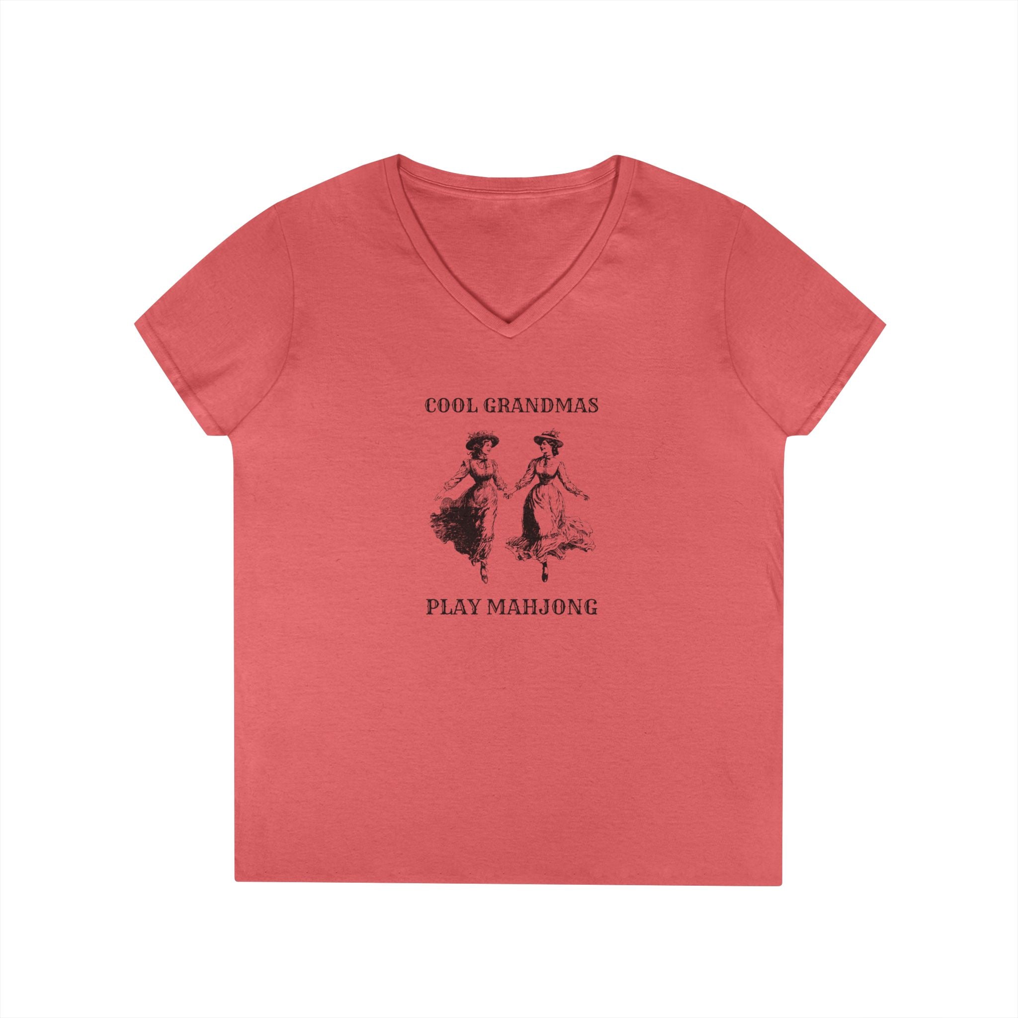 T-Shirt - Cool Grandmas Play Mahjong (Women's V-Neck) Secondary image