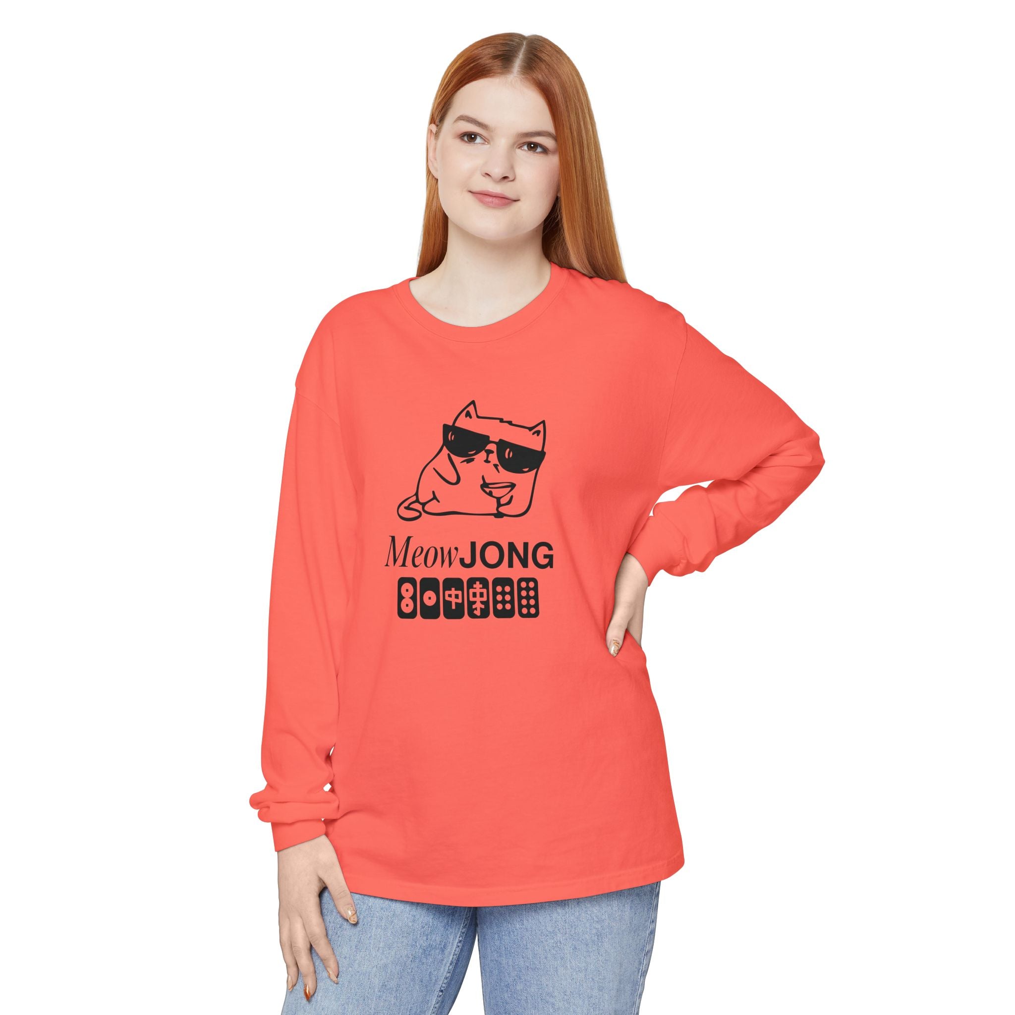 Long Sleeve T-shirt - MEOWjong Cool Cat