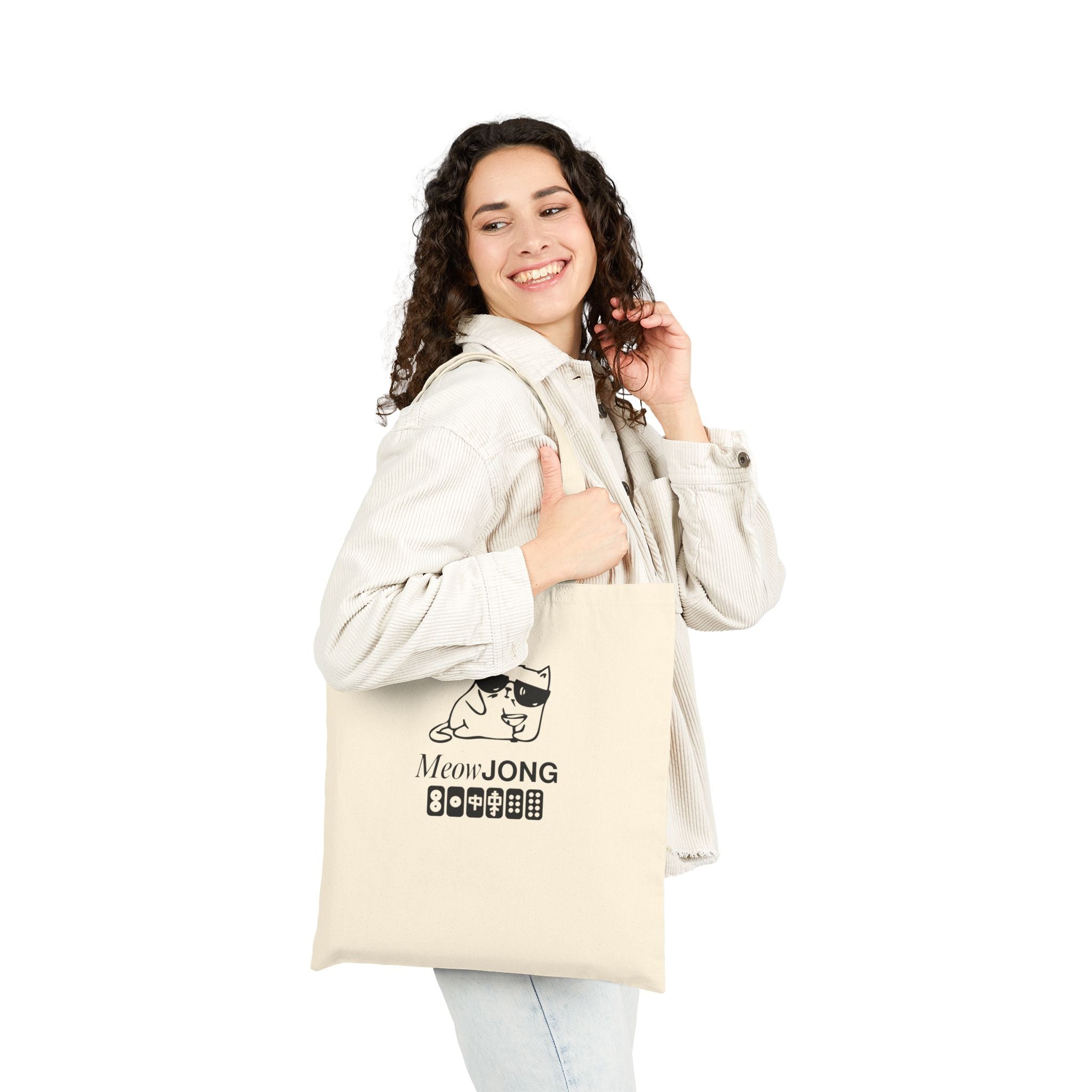 Cotton Tote Bag — "MeowJong" Cool Cat
