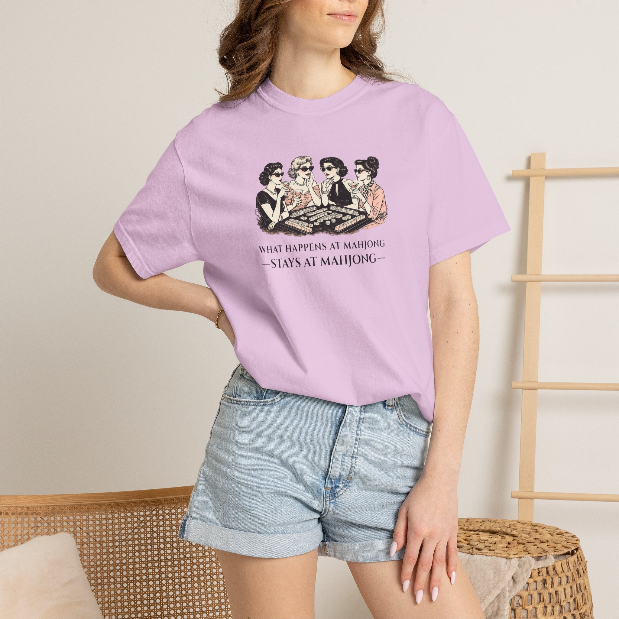T-Shirt — "What Happens at Mahjong… Stays at Mahjong" (Comfort Colors - Unisex)
