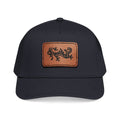 Hat - Leather Patch Baseball Cap with Sideways Mahjong Dragon Tile