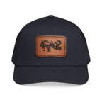 Hat - Leather Patch Baseball Cap with Sideways Mahjong Dragon Tile