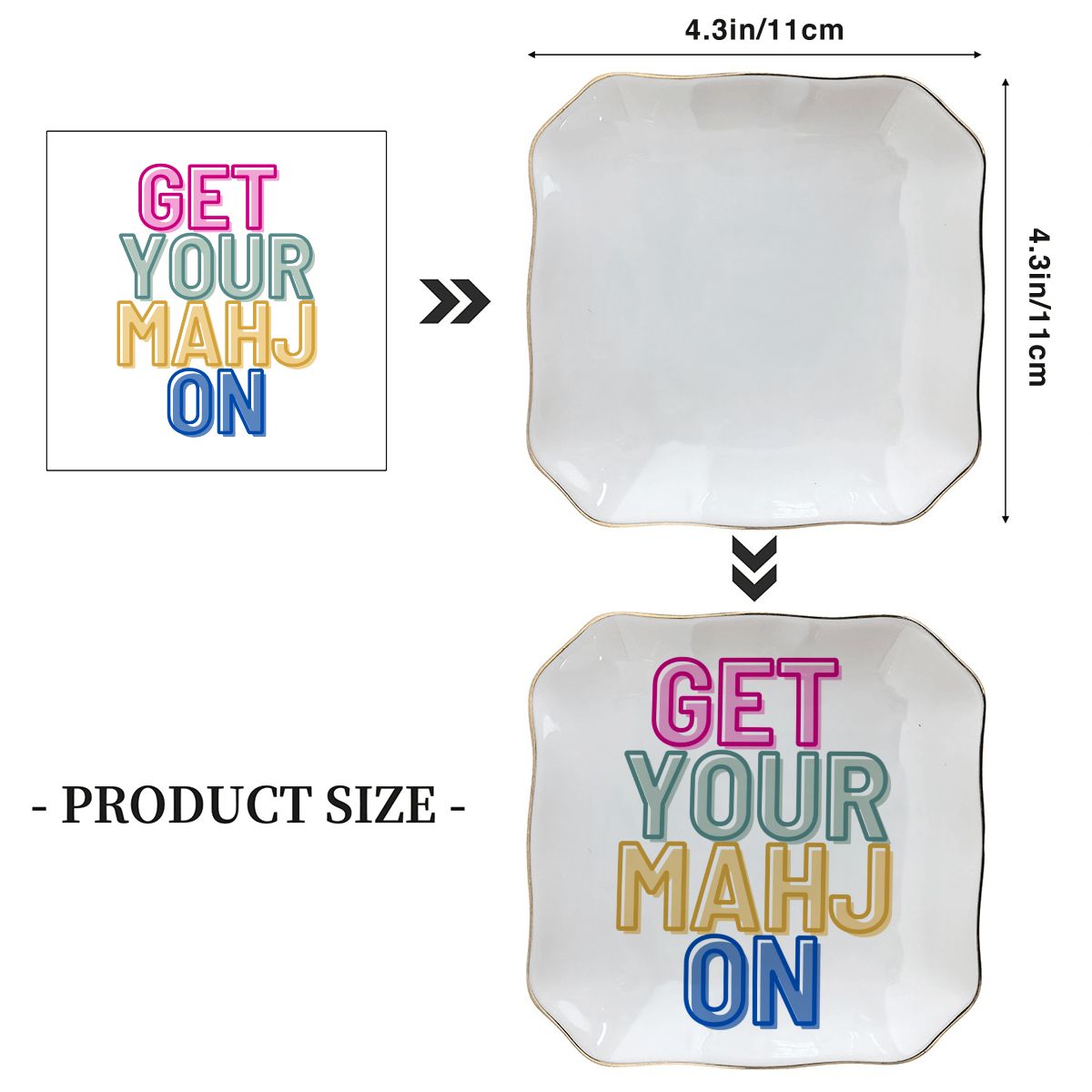 Scalloped Ceramic Mahjong Dice Tray - Get Your Mahj On Secondary image