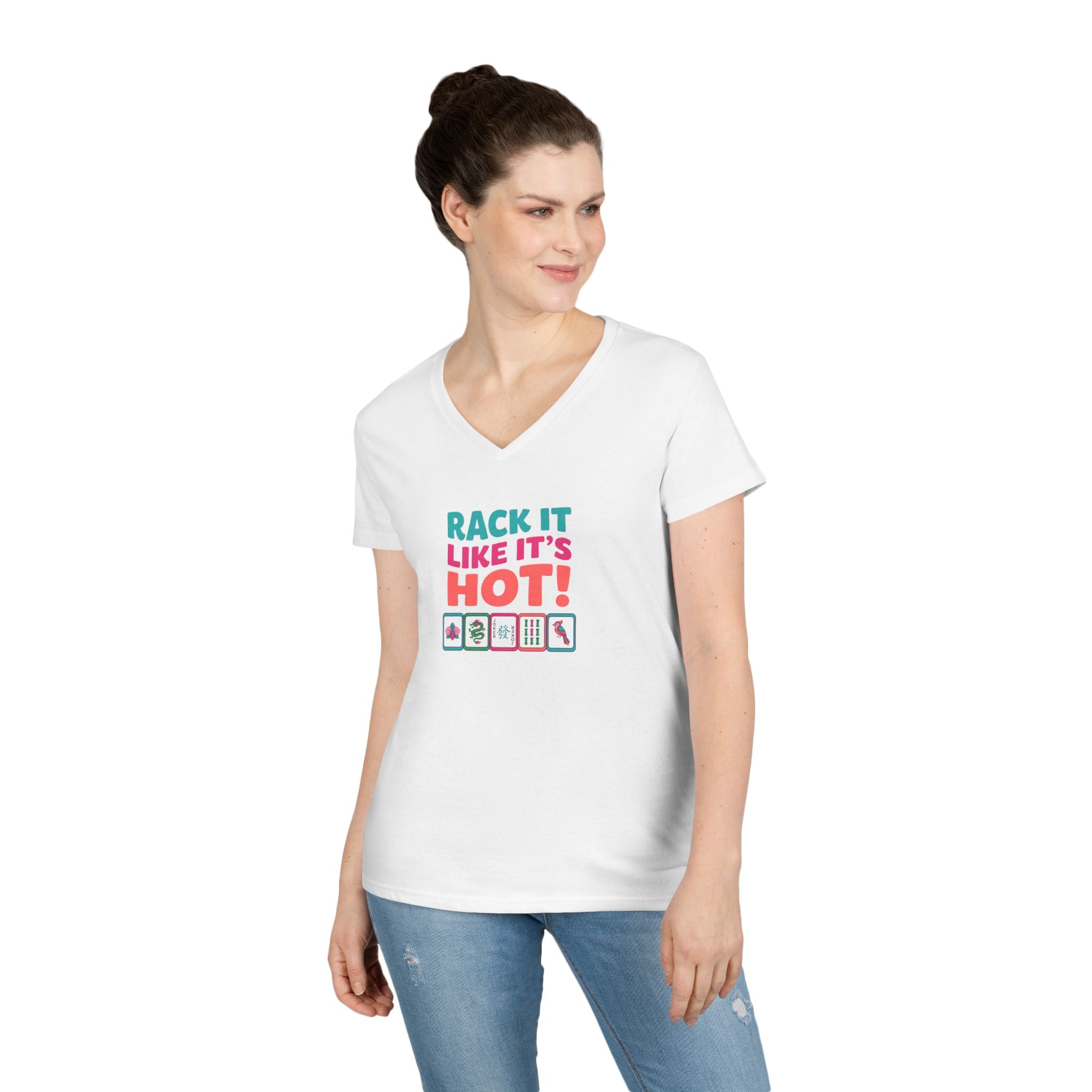 T-Shirt - Rack It Like It's Hot (Womens V-Neck) Main image