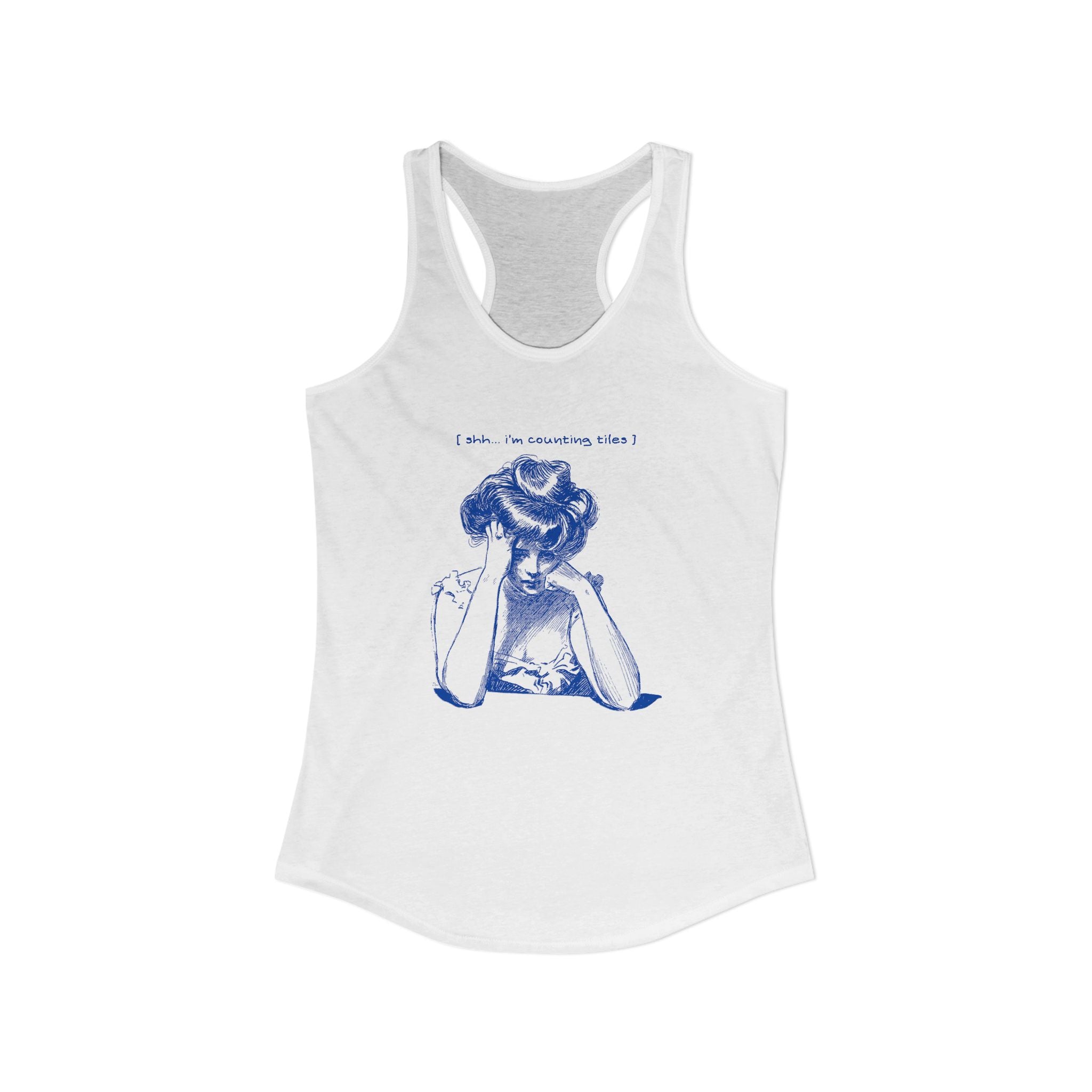 Women's Racerback Tank - Shh...I'm Counting Tiles
