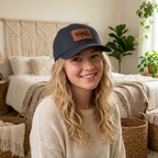 Hat - Leather Patch Baseball Cap with Sideways Mahjong Dragon Tile