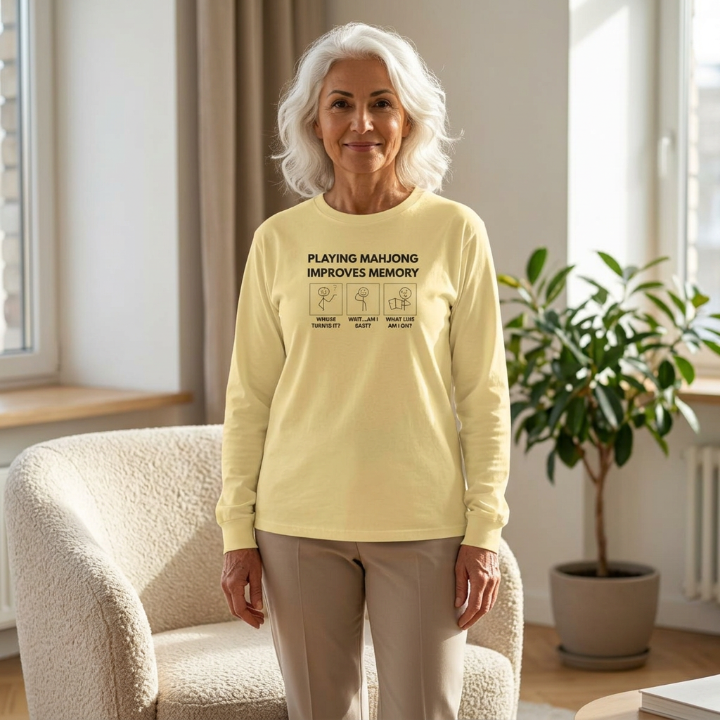 Long Sleeve T-Shirt - Mahjong Improves Memory Main image