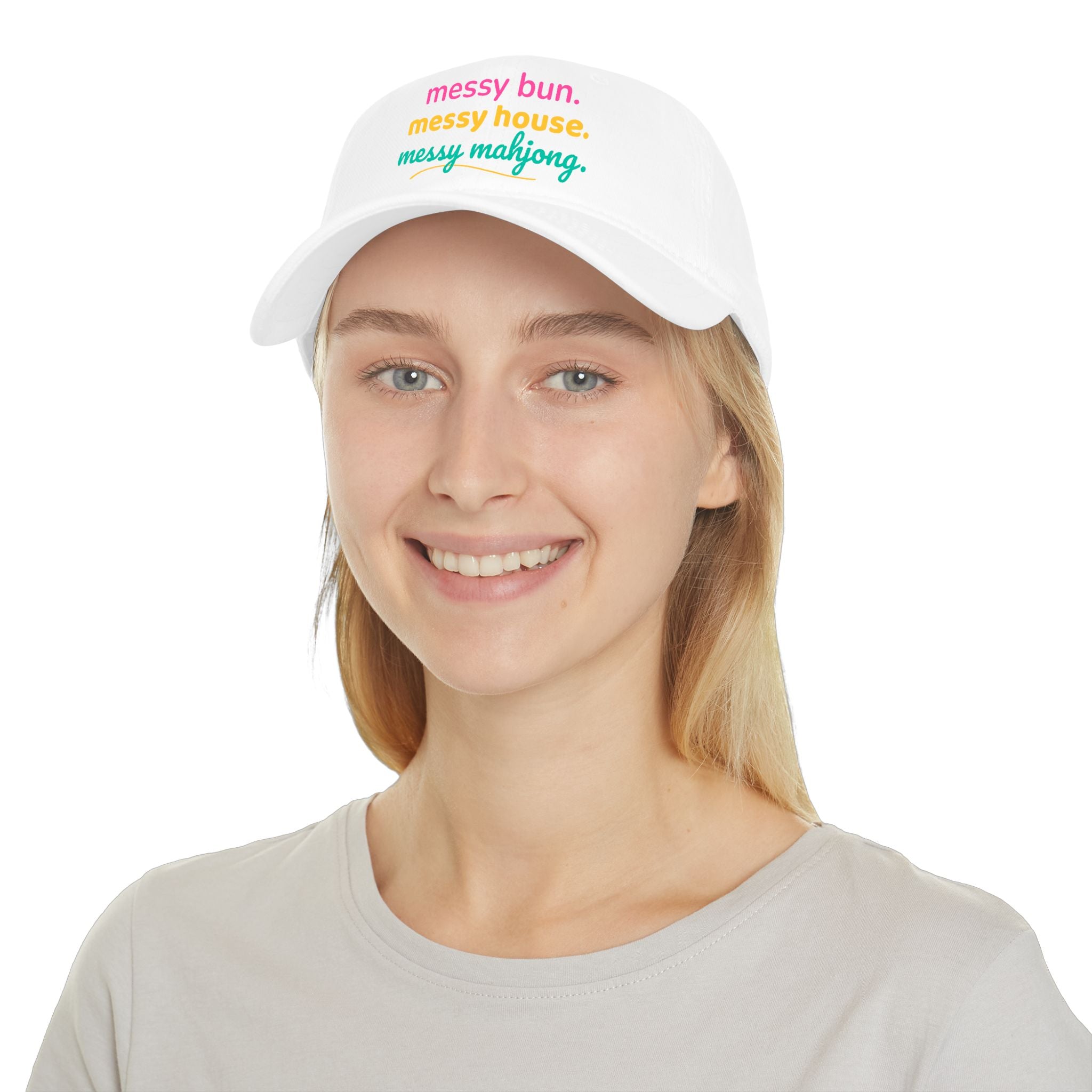 Baseball Hat - messy bun. messy house. messy mahjong.
