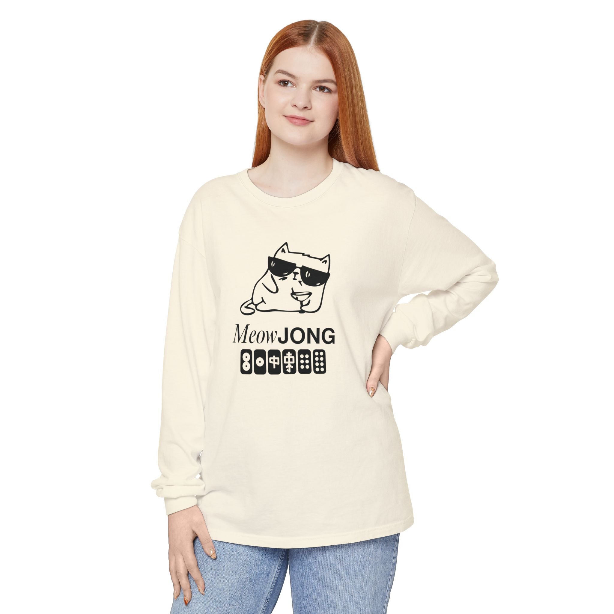 Long Sleeve T-shirt - MEOWjong Cool Cat