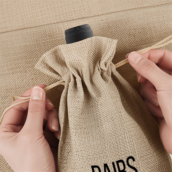 Mahjong Linen Wine Bag "PAIRS WELL WITH MAHJONG"