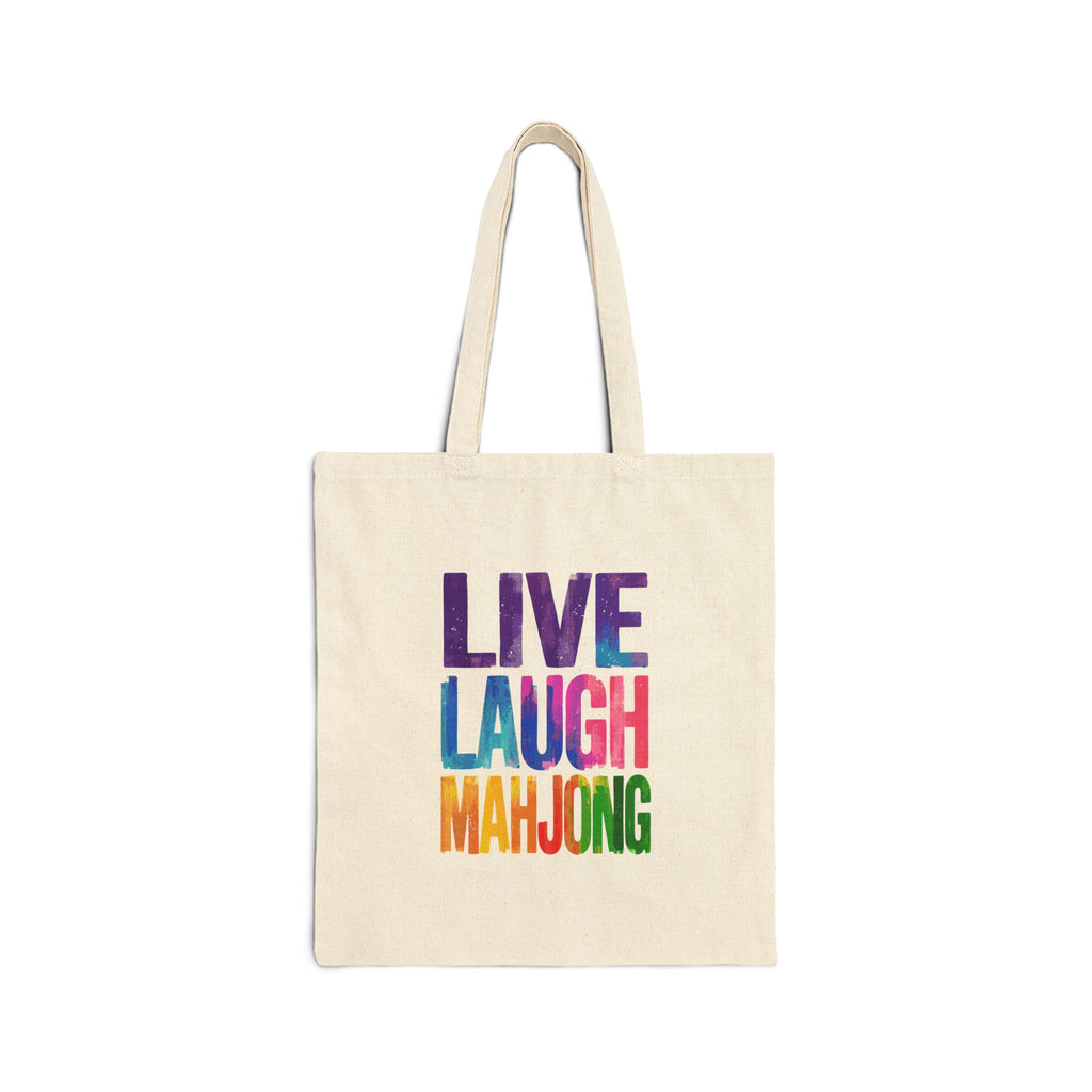 Cotton Canvas Tote Bag - LIVE LAUGH MAHJONG