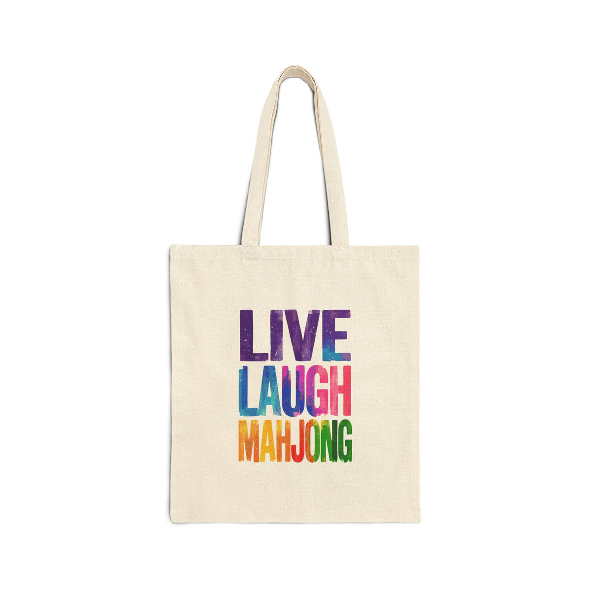 Cotton Canvas Tote Bag - LIVE LAUGH MAHJONG