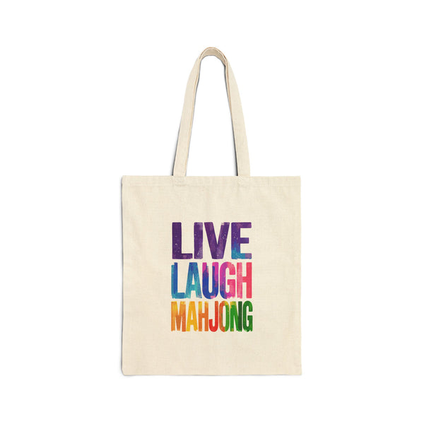 Cotton Canvas Tote Bag - LIVE LAUGH MAHJONG