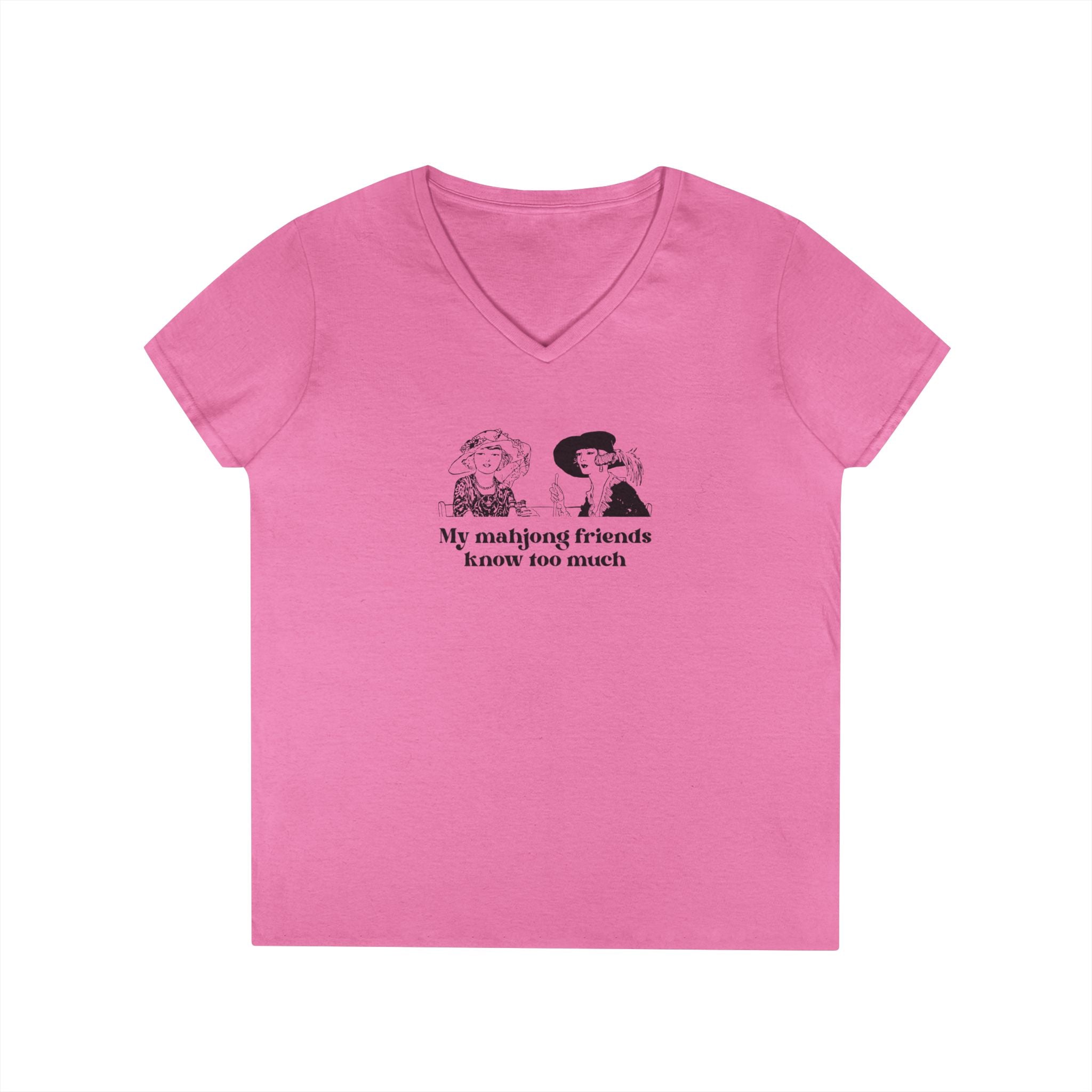 T-Shirt - My Mahjong Friends Know Too Much (Women's V-Neck)