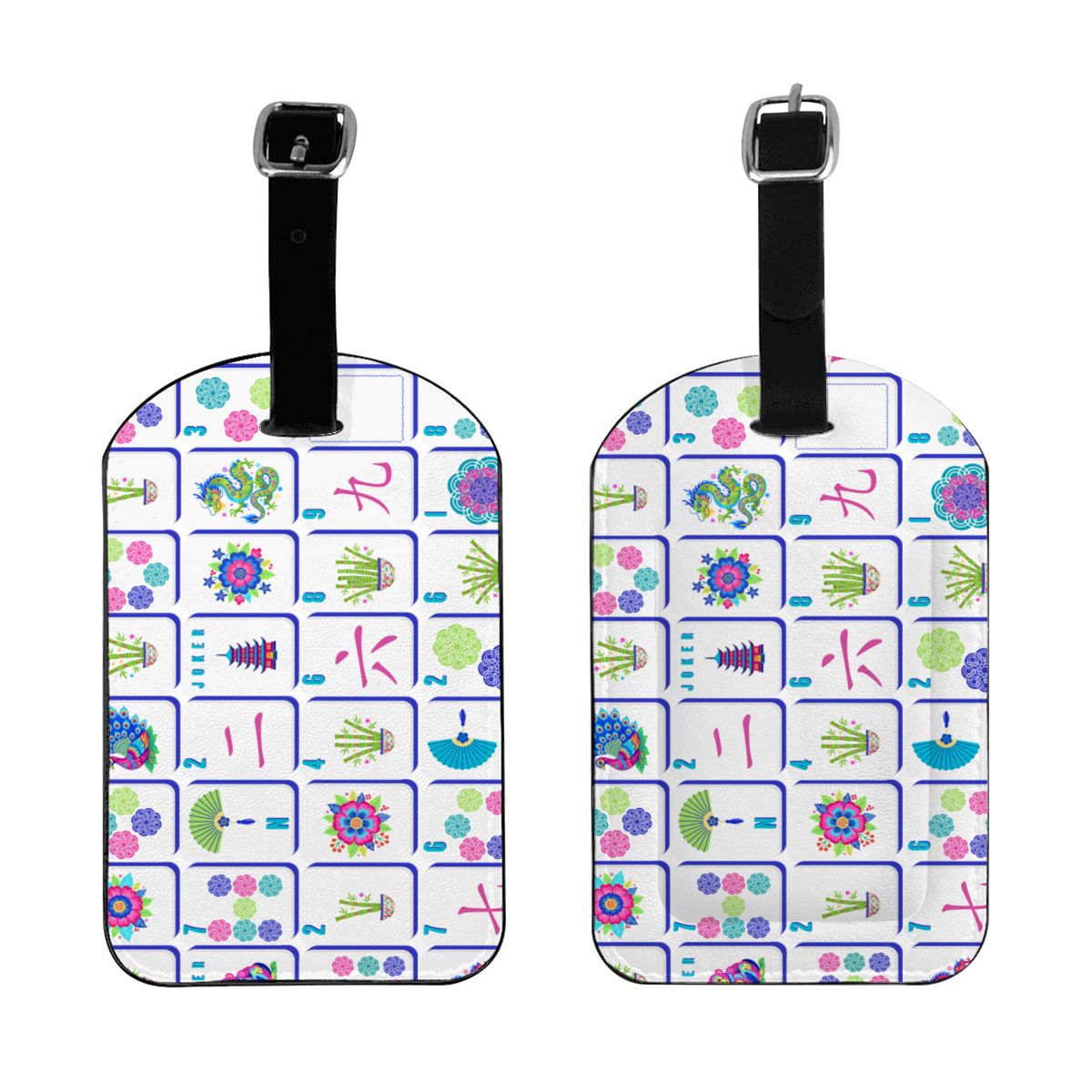 Leather Luggage Tag - Mahjong tiles