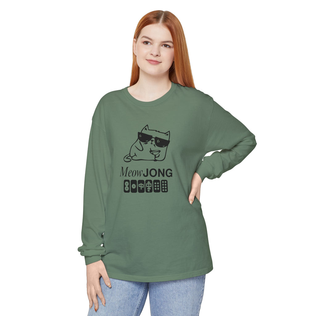 Long Sleeve T-shirt - MEOWjong Cool Cat