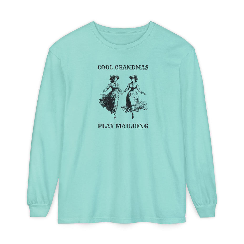Long Sleeve T-Shirt - Cool Grandmas Play Mahjong