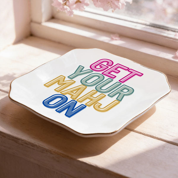 Scalloped Ceramic Mahjong Dice Tray - Get Your Mahj On