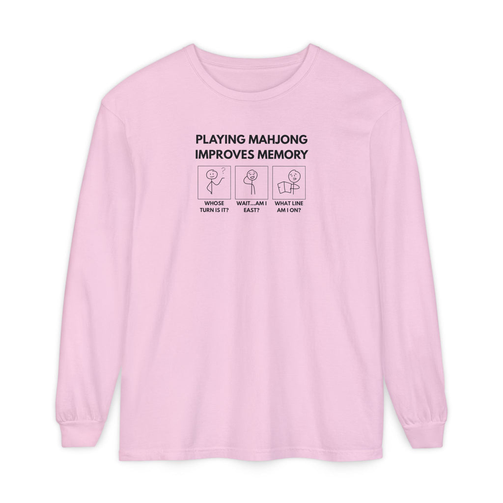 Long Sleeve T-Shirt - Mahjong Improves Memory