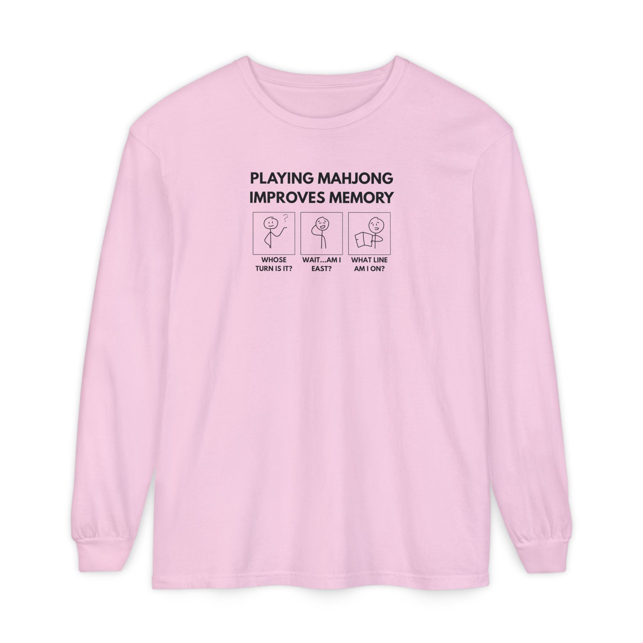 Long Sleeve T-Shirt - Mahjong Improves Memory