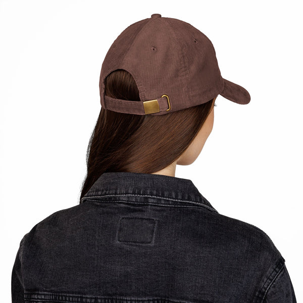 Hat - Embroidered Mahjong Dragon Tile on Corduroy Baseball Hat