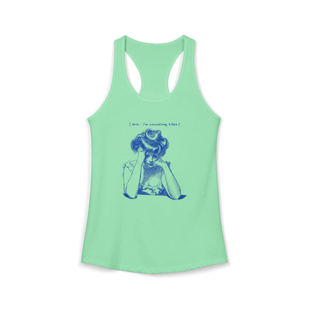 Women's Racerback Tank - Shh...I'm Counting Tiles
