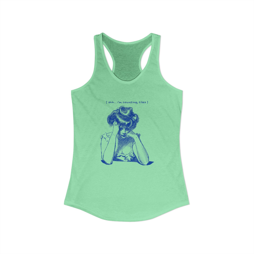 Women's Racerback Tank - Shh...I'm Counting Tiles