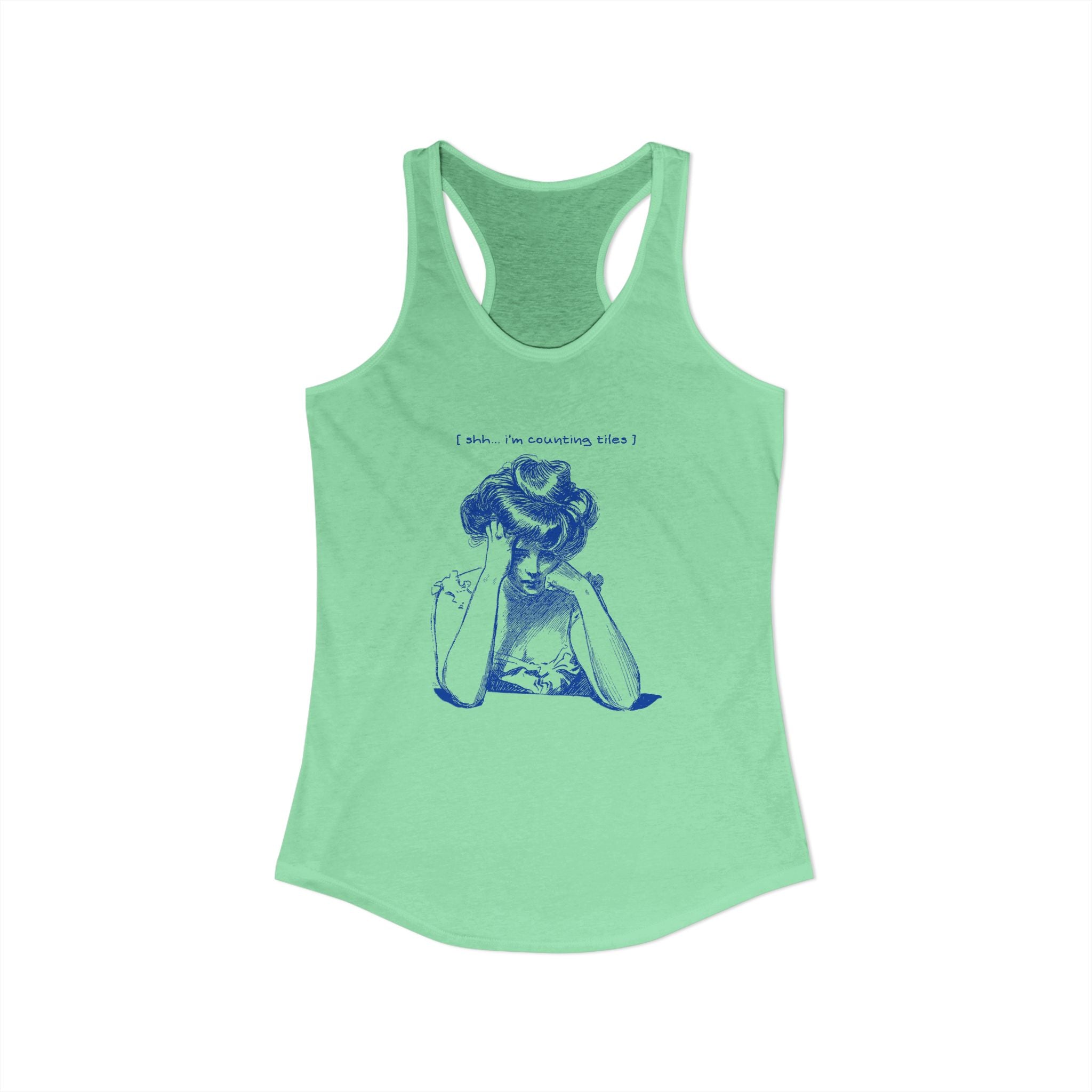Women's Racerback Tank - Shh...I'm Counting Tiles
