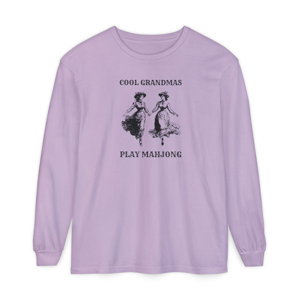 Long Sleeve T-Shirt - Cool Grandmas Play Mahjong