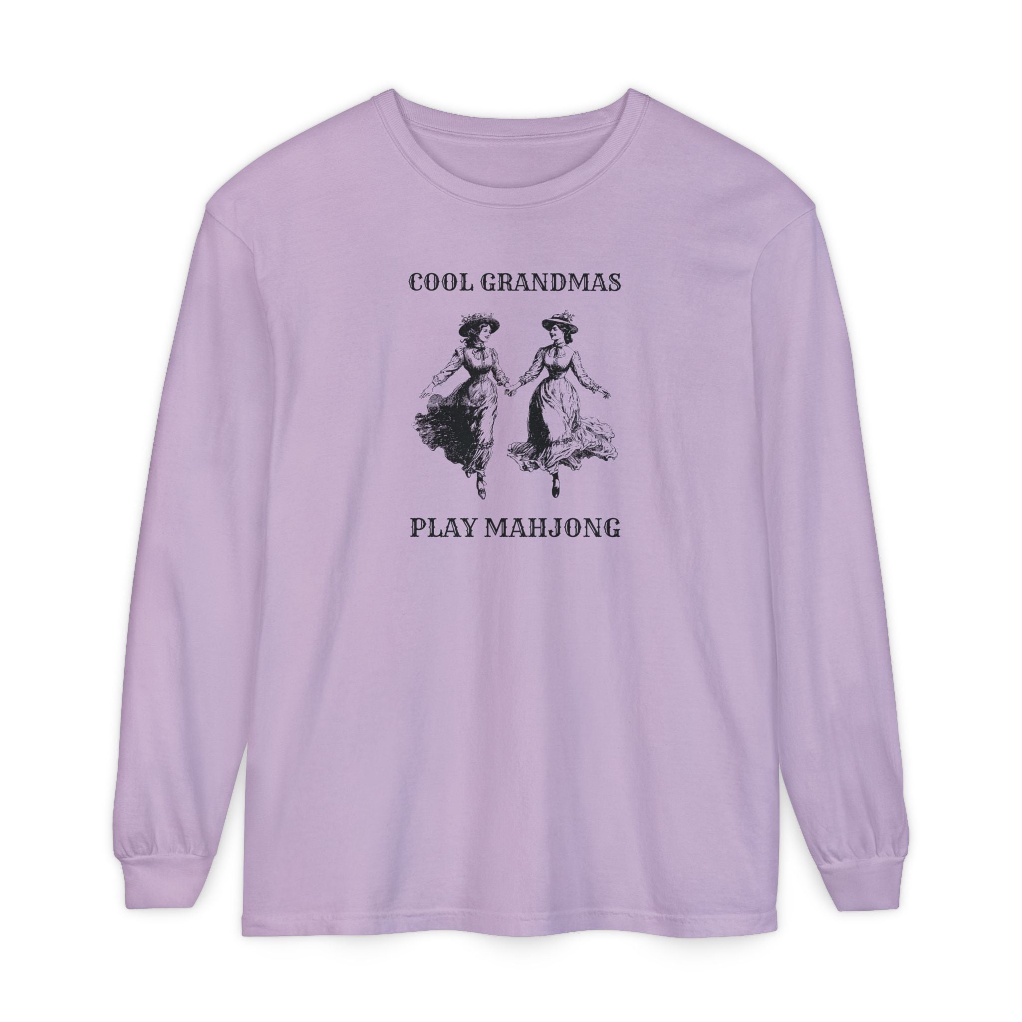Long Sleeve T-Shirt - Cool Grandmas Play Mahjong