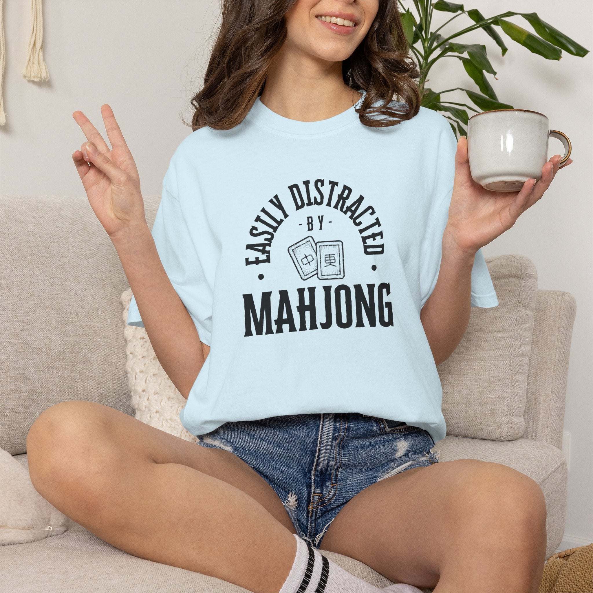 T-Shirt - Easily Distracted by Mahjong (Comfort Colors - Unisex)