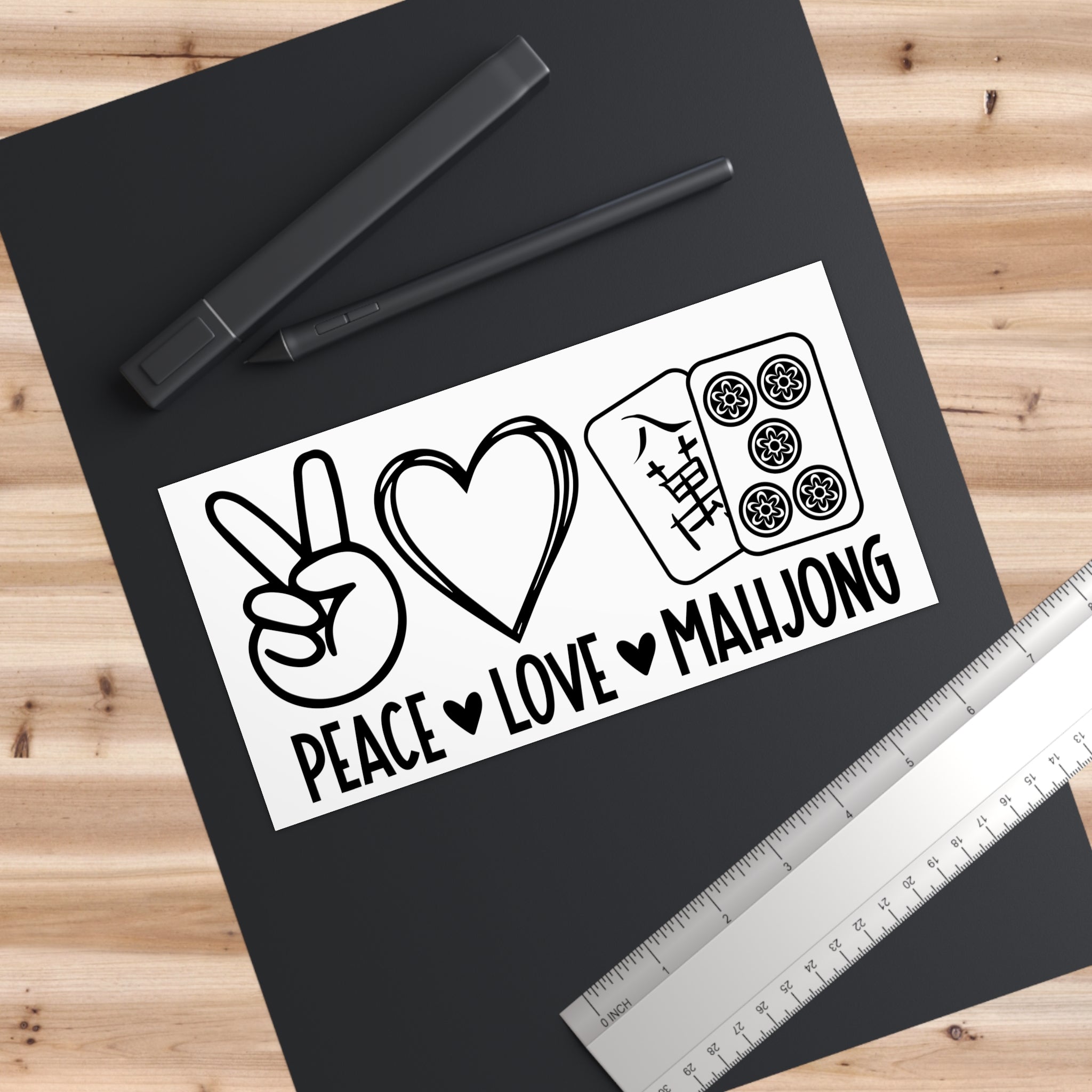 Mahjong Bumper Sticker — Peace  Love  Mahjong