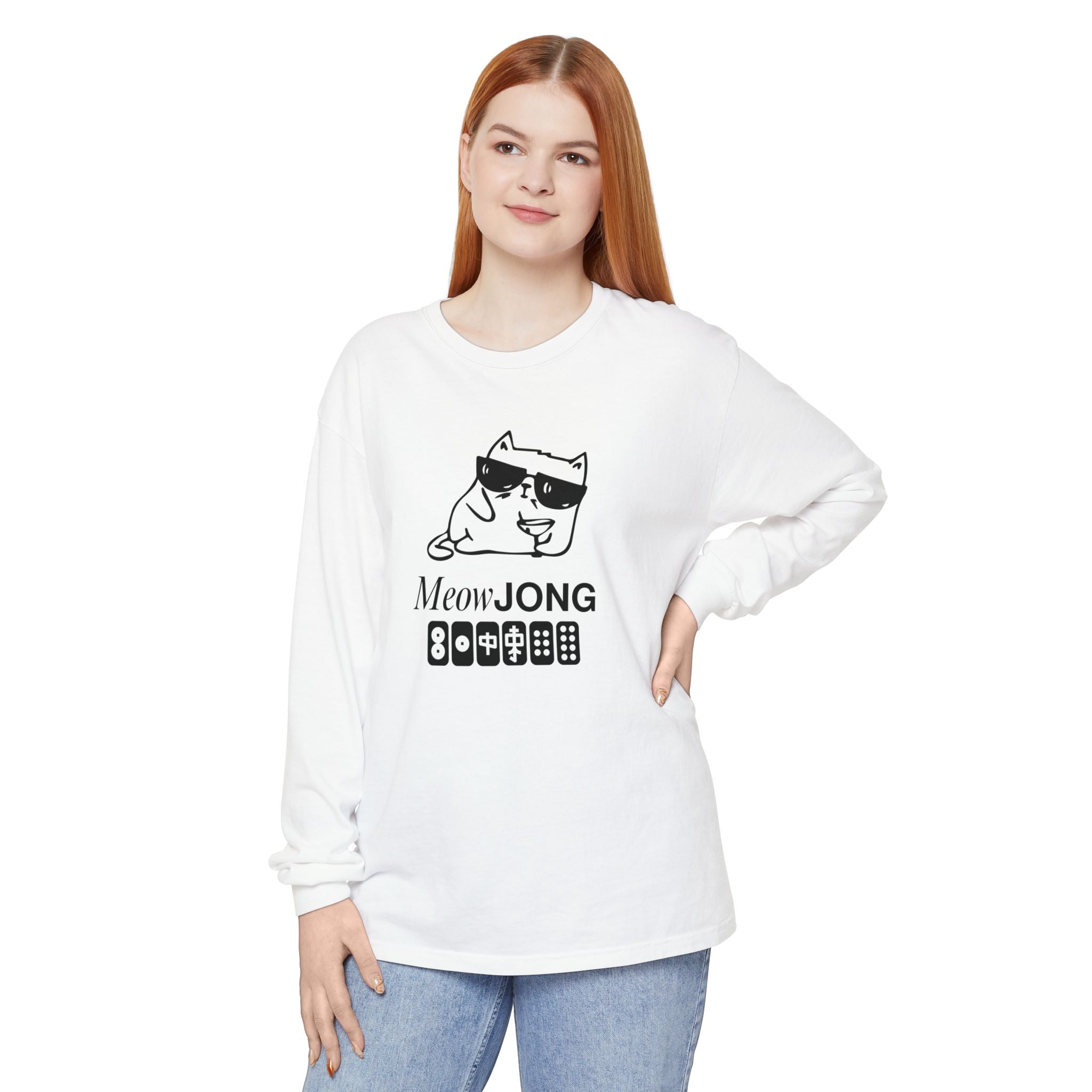 Long Sleeve T-shirt - MEOWjong Cool Cat