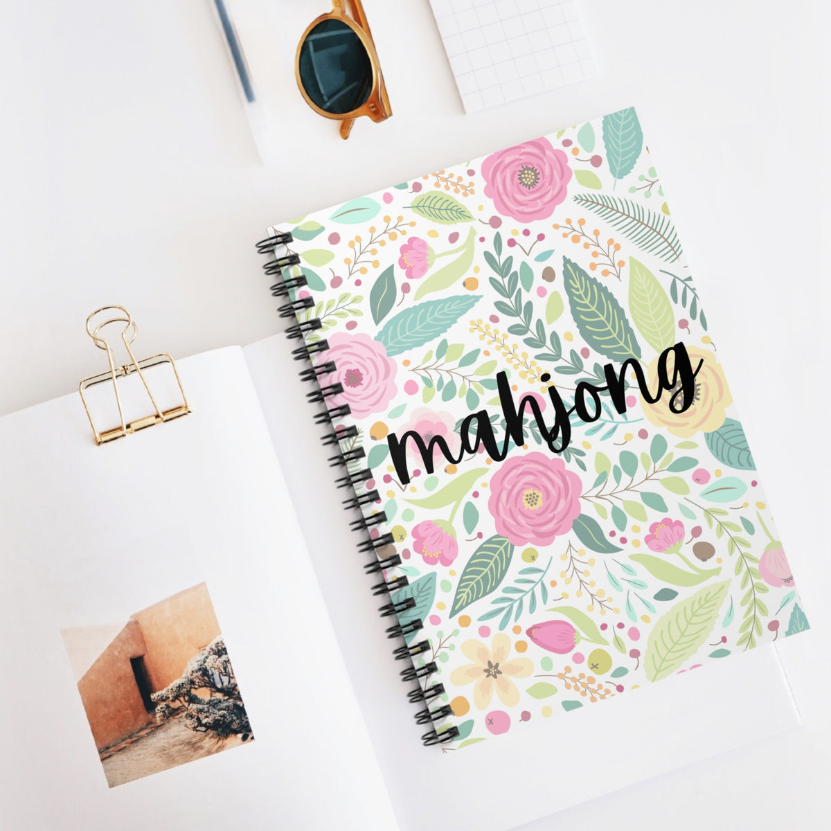 Spiral Notebook - Floral Mahjong