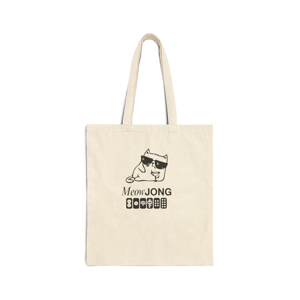 Cotton Tote Bag — "MeowJong" Cool Cat