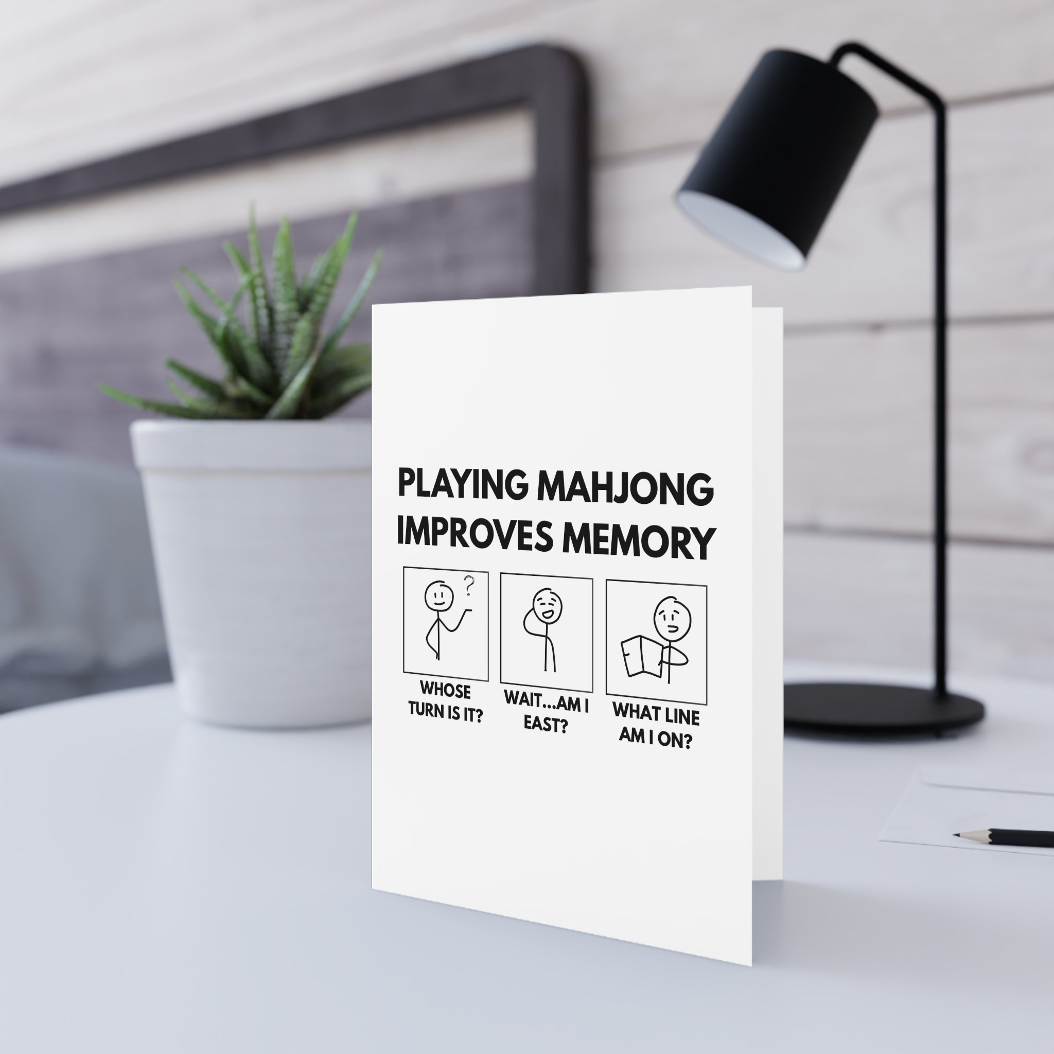 Greeting Card - Playing Mahjong Improves Memory (includes envelope)