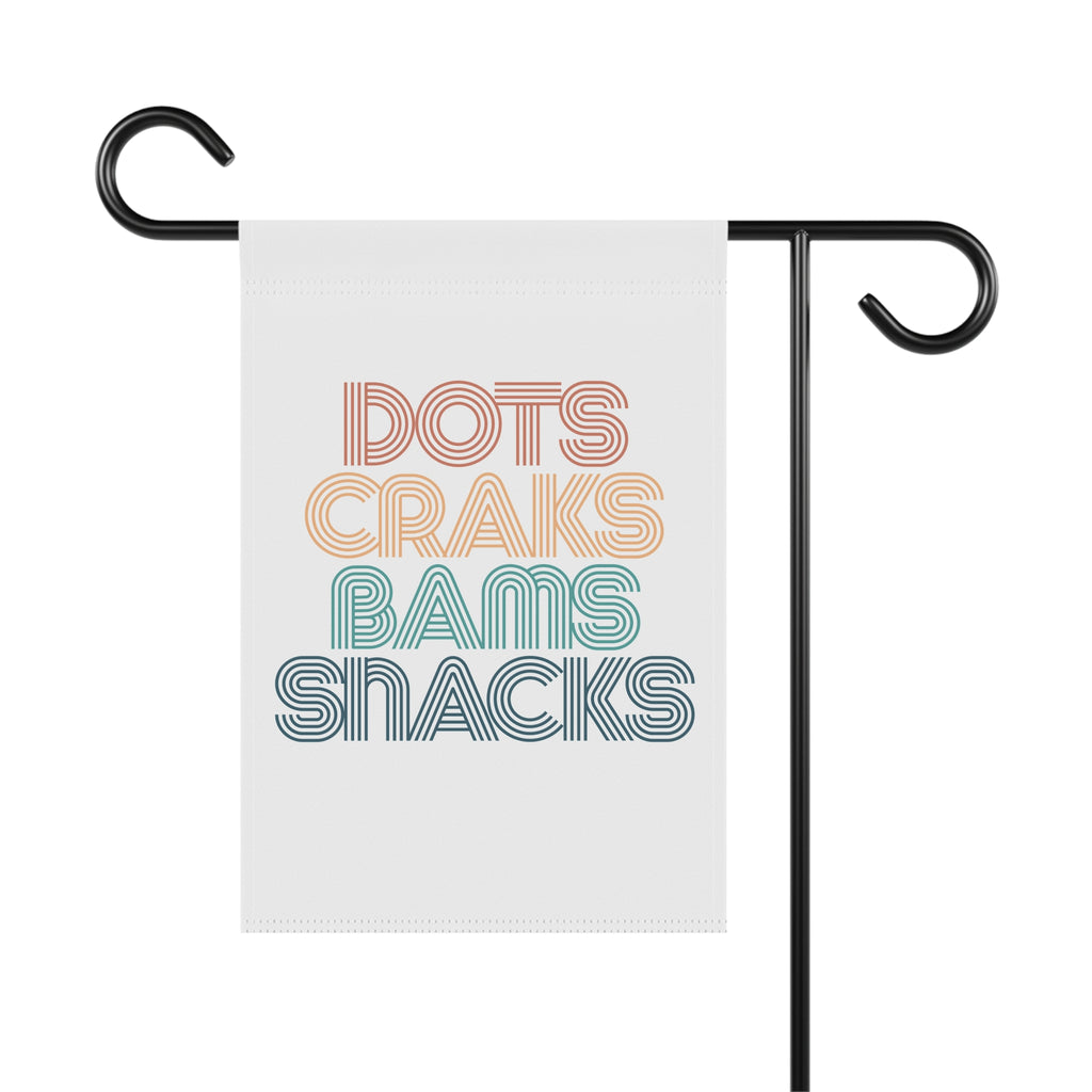 Garden Flag - Dots Craks Bams Snacks