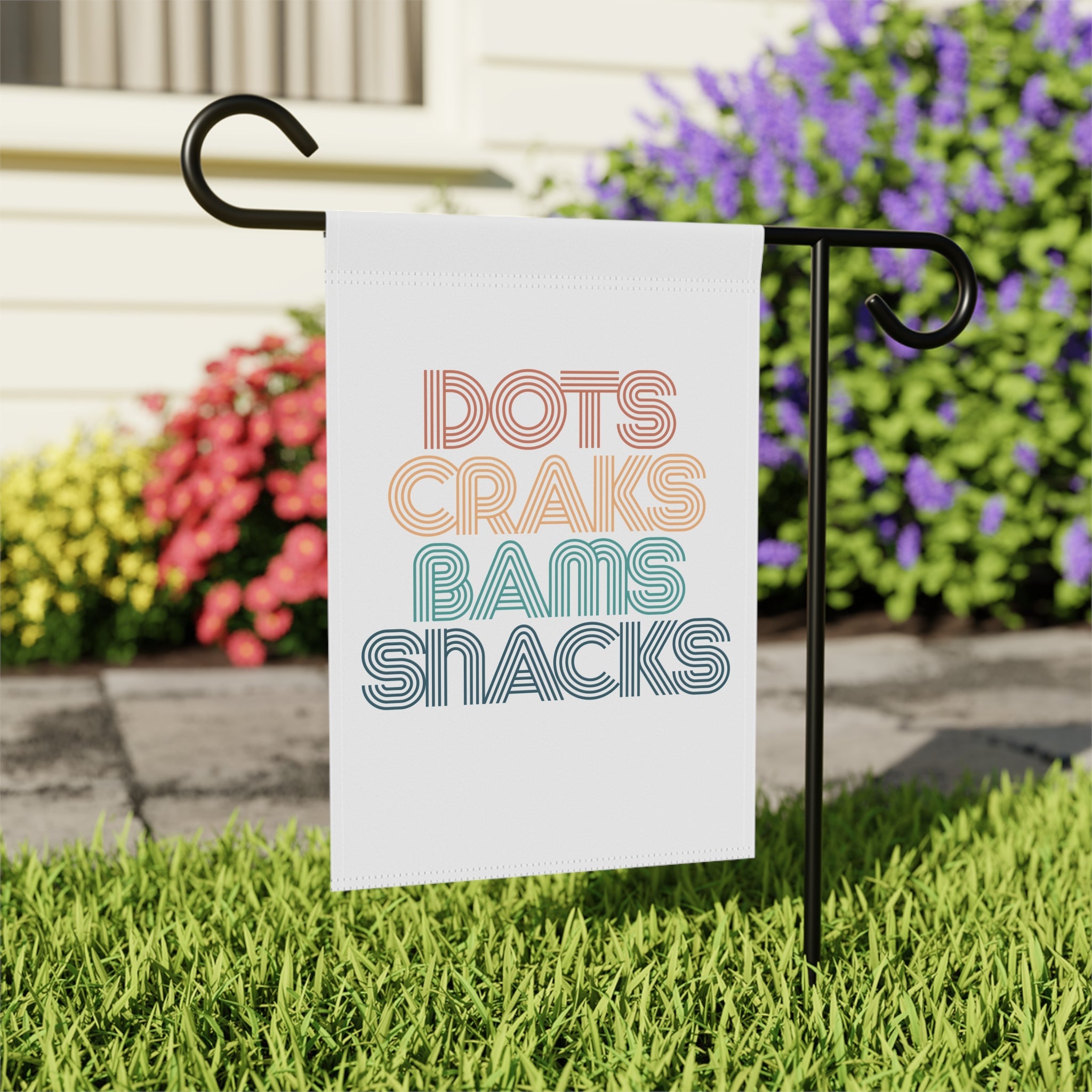 Garden Flag - Dots Craks Bams Snacks