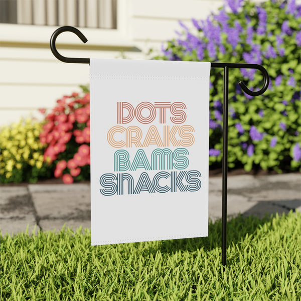 Garden Flag - Dots Craks Bams Snacks