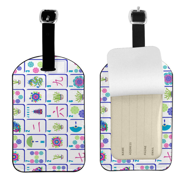 Leather Luggage Tag - Mahjong tiles