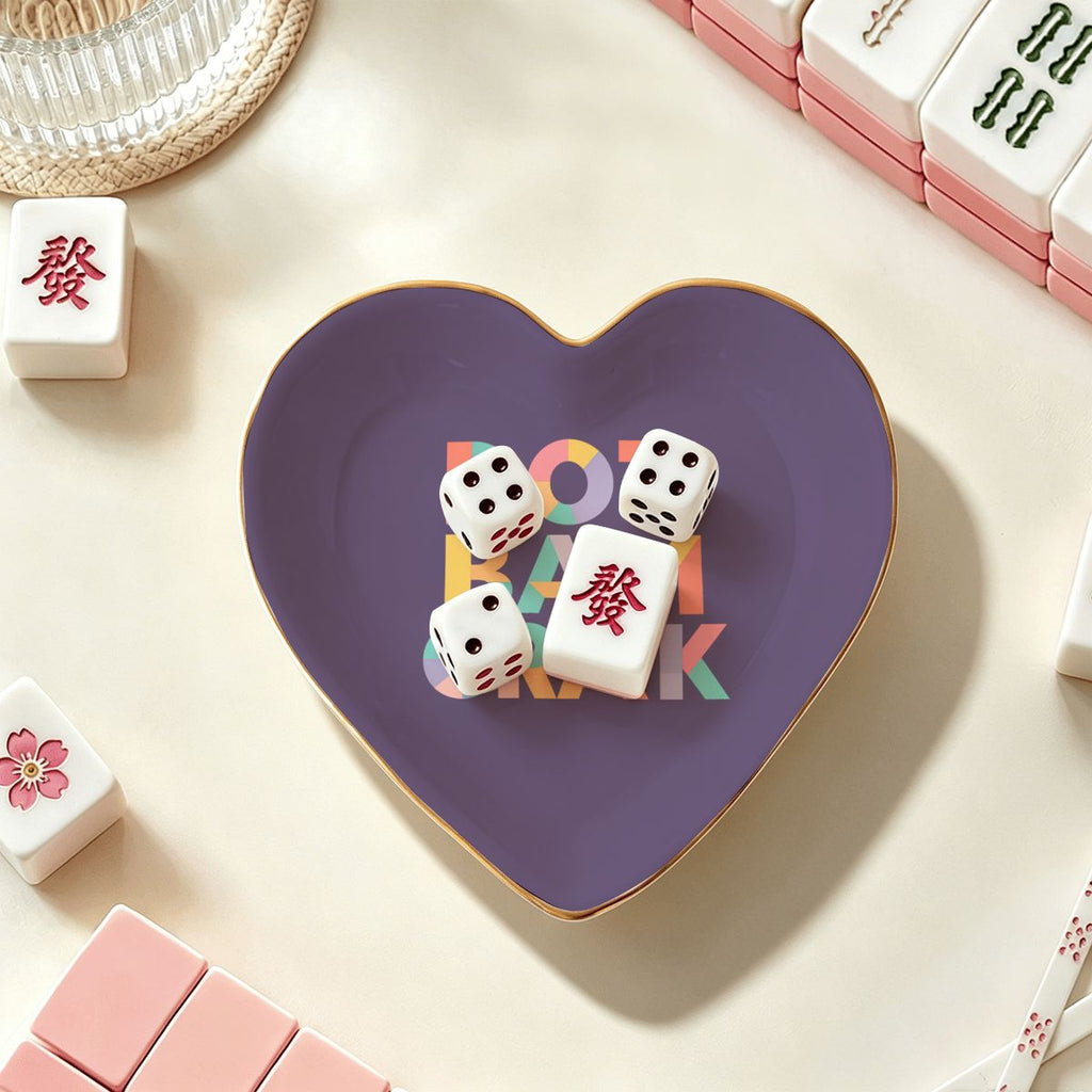 Heart Ceramic Mahjong Dice Tray - Dot Bam Crak