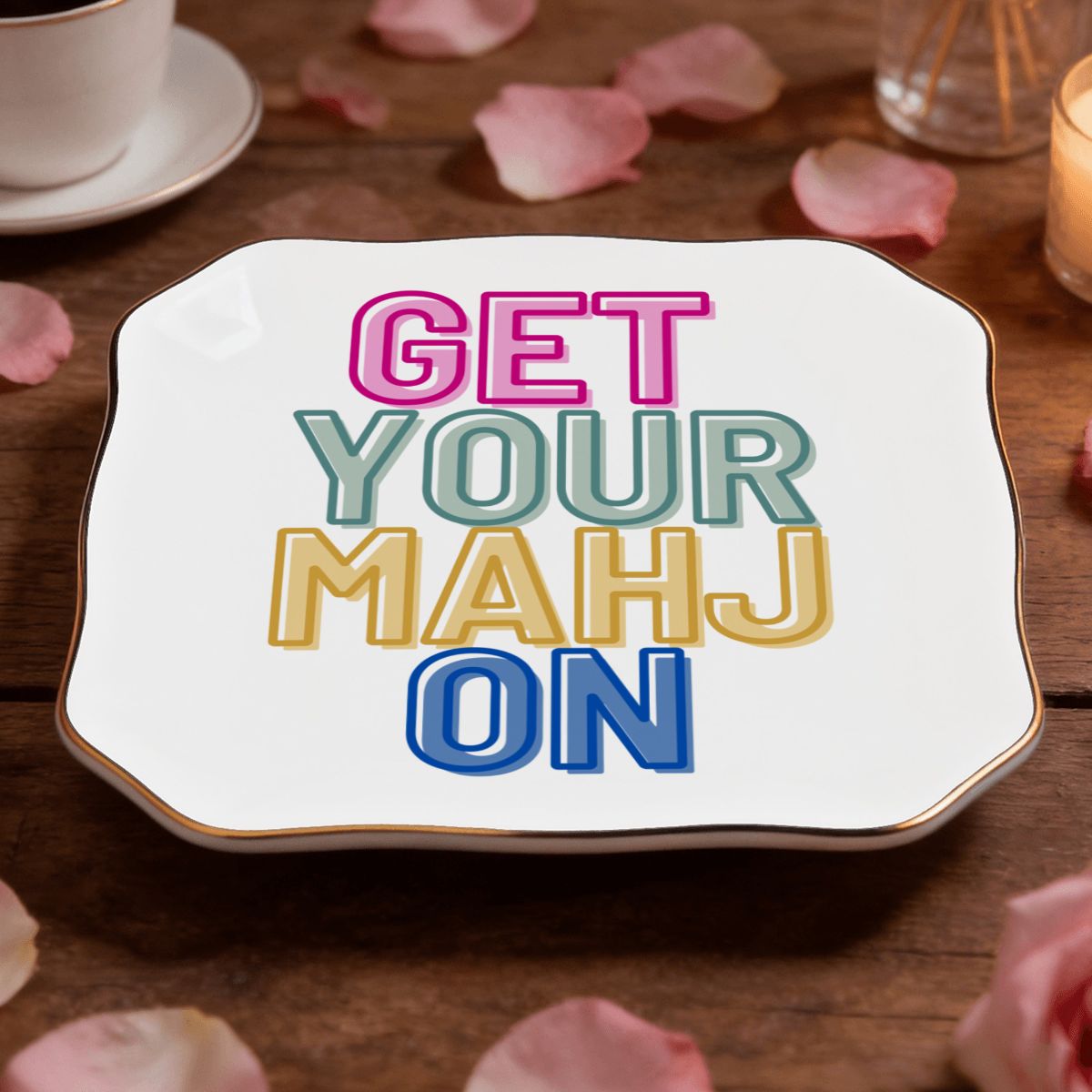 Scalloped Ceramic Mahjong Dice Tray - Get Your Mahj On